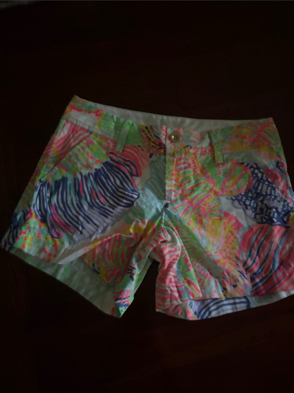 Lilly Pulitzer Neon Coral, Aqua & Navy Printed Bermudas